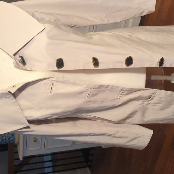 Vertigo Paris Cream Trench Coat Designer Chic Bow Back Tailored Sz S - Picture 7 of 13